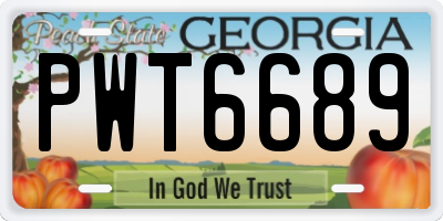 GA license plate PWT6689
