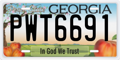 GA license plate PWT6691