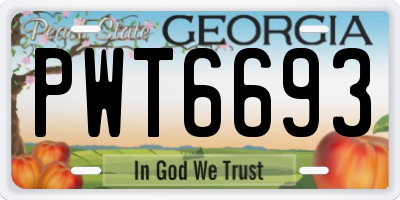 GA license plate PWT6693
