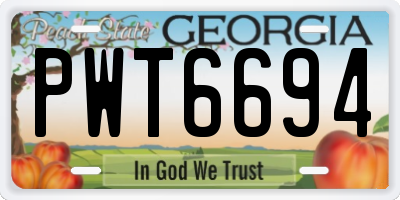 GA license plate PWT6694