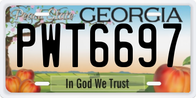 GA license plate PWT6697