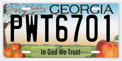GA license plate PWT6701