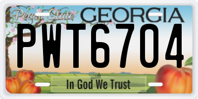 GA license plate PWT6704