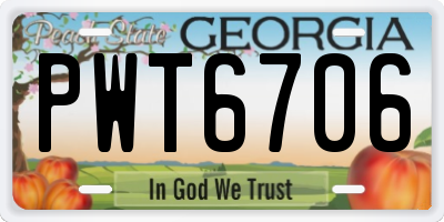GA license plate PWT6706
