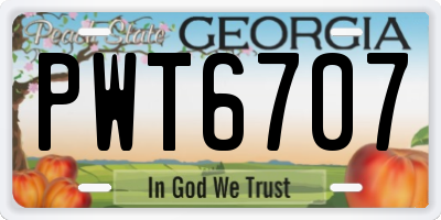 GA license plate PWT6707
