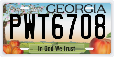 GA license plate PWT6708