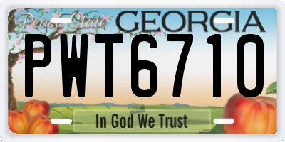 GA license plate PWT6710