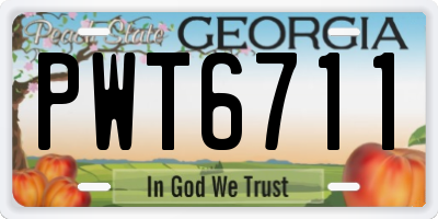 GA license plate PWT6711