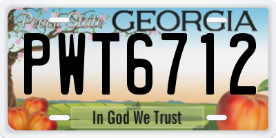 GA license plate PWT6712