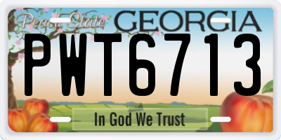 GA license plate PWT6713