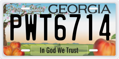 GA license plate PWT6714