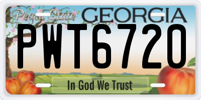 GA license plate PWT6720