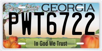 GA license plate PWT6722