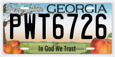 GA license plate PWT6726