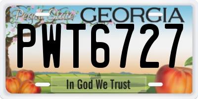 GA license plate PWT6727
