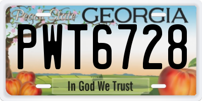 GA license plate PWT6728