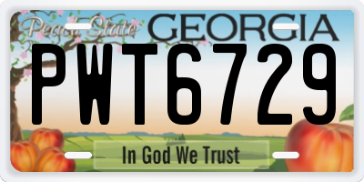 GA license plate PWT6729