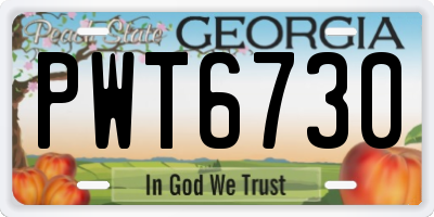 GA license plate PWT6730