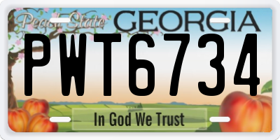 GA license plate PWT6734