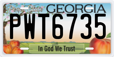 GA license plate PWT6735
