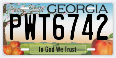 GA license plate PWT6742