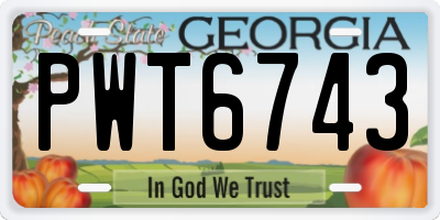 GA license plate PWT6743