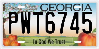 GA license plate PWT6745