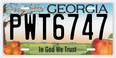 GA license plate PWT6747