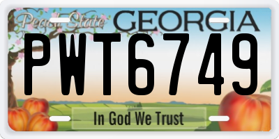 GA license plate PWT6749