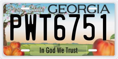 GA license plate PWT6751