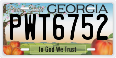 GA license plate PWT6752