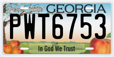 GA license plate PWT6753