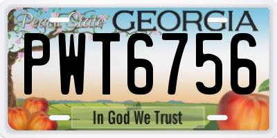 GA license plate PWT6756