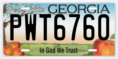 GA license plate PWT6760