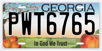 GA license plate PWT6765