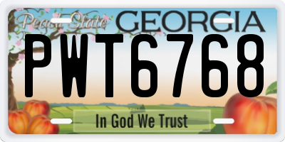 GA license plate PWT6768