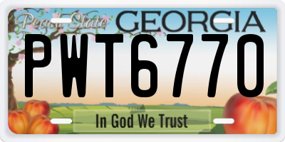 GA license plate PWT6770