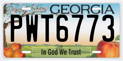GA license plate PWT6773