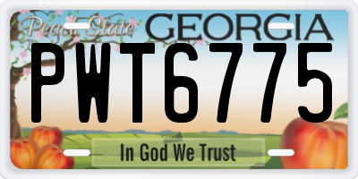 GA license plate PWT6775