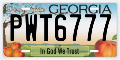 GA license plate PWT6777
