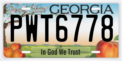 GA license plate PWT6778