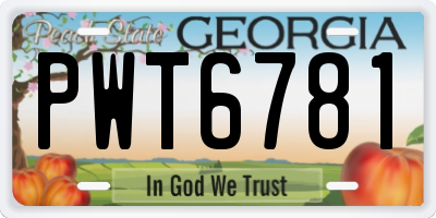 GA license plate PWT6781