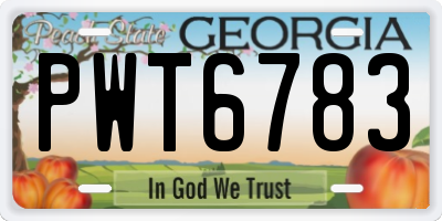 GA license plate PWT6783