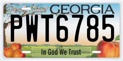 GA license plate PWT6785