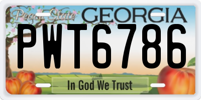 GA license plate PWT6786