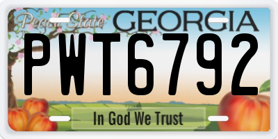 GA license plate PWT6792
