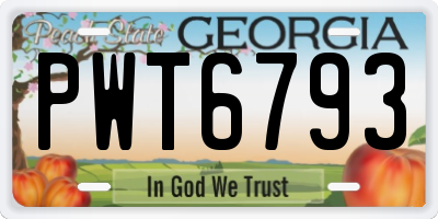 GA license plate PWT6793