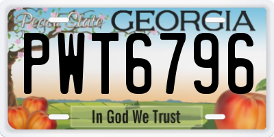 GA license plate PWT6796
