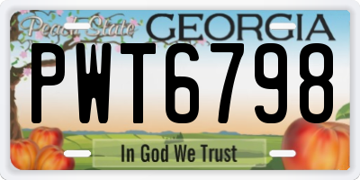 GA license plate PWT6798