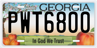 GA license plate PWT6800